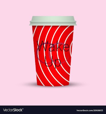 Coffee cup in hipster low poly style with text vector image
