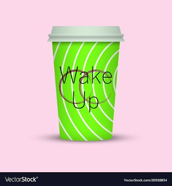 Coffee cup in hipster low poly style with text vector image