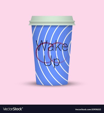 Coffee cup in hipster low poly style with text vector image