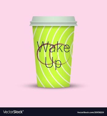 Coffee cup in hipster low poly style with text vector image