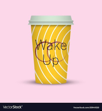 Coffee cup in hipster low poly style with text vector image