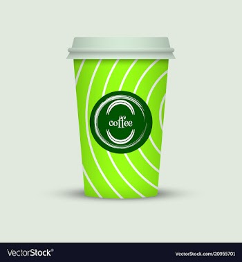 Coffee cup in hipster low poly style with text vector image