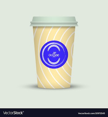 Coffee cup in hipster low poly style with text vector image