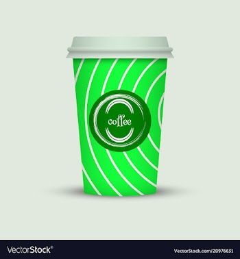 Coffee cup in hipster low poly style with text vector image
