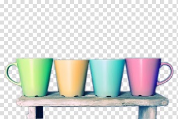 Coffee cup Mug, Four-color mug transparent background PNG clipart