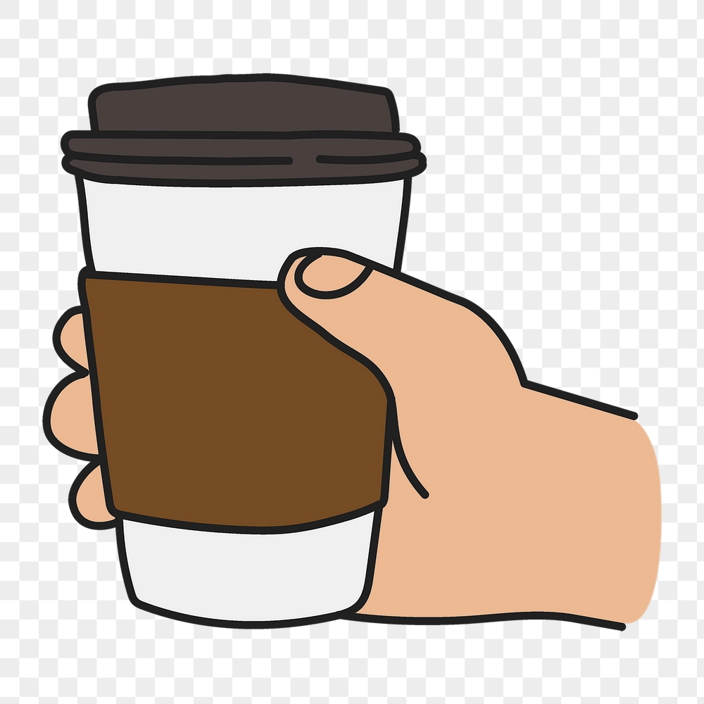 Coffee cup png sticker, hand | Free PNG Illustration - rawpixel