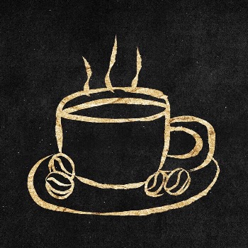 Coffee cup sticker, gold aesthetic | Free PSD Illustration - rawpixel