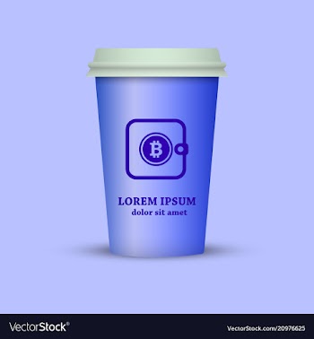 Coffee cup with bitcoin wallet on it vector image