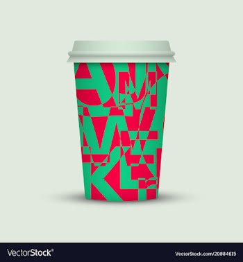 Coffee cup with creative letters vector image