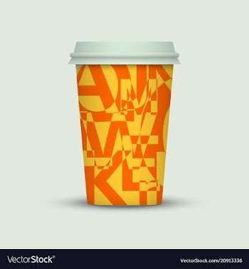 Coffee cup with creative letters vector image