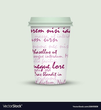 Coffee cup with creative watercolor letters vector image