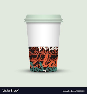 Coffee cup with creative watercolor letters vector image
