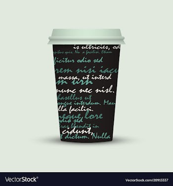 Coffee cup with creative watercolor letters vector image