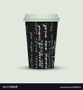 Coffee cup with creative watercolor letters vector image