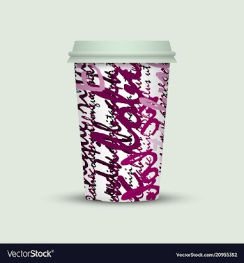 Coffee cup with creative watercolor letters vector image