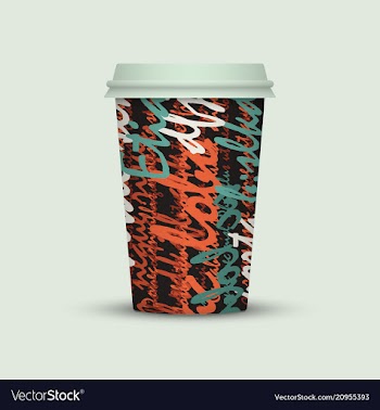 Coffee cup with creative watercolor letters vector image