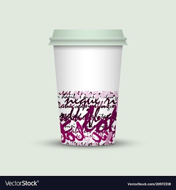Coffee cup with creative watercolor letters vector image
