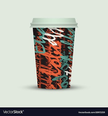 Coffee cup with creative watercolor letters vector image