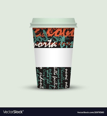Coffee cup with creative watercolor letters vector image
