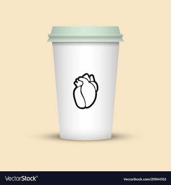 Coffee cup with heart emblem on it vector image