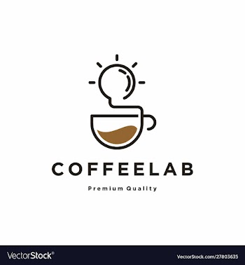 Coffee cup with lightbulb logo design hot drinks vector image