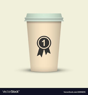 Coffee cup with medal first class sort coffee vector image