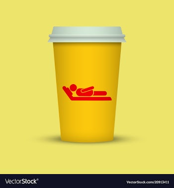 Coffee cup with sleeping man silhouette on it vector image