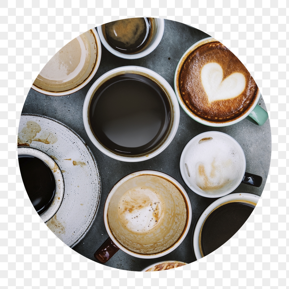 Coffee cups png badge sticker, | Free PNG - rawpixel