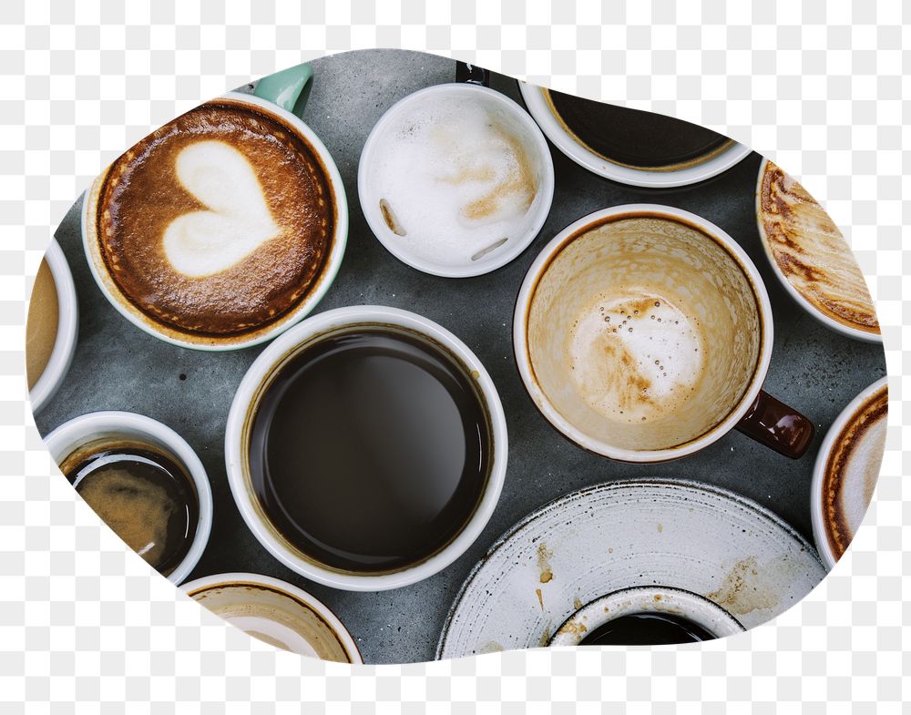 Coffee cups png badge sticker, | Free PNG - rawpixel