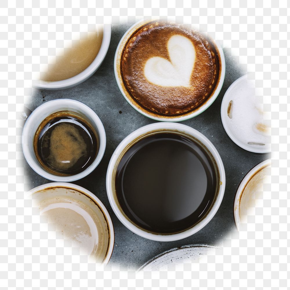 Coffee cups png badge sticker, | Free PNG - rawpixel