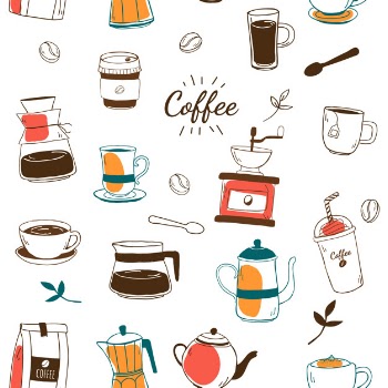 Coffee house and cafe patterned background vector