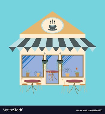 Coffee house building facade vector image