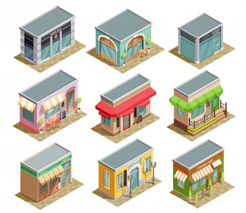 Coffee house isometric set Free Vector