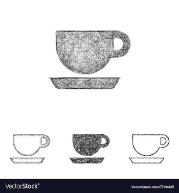 Coffee icon set - sketch line art vector image