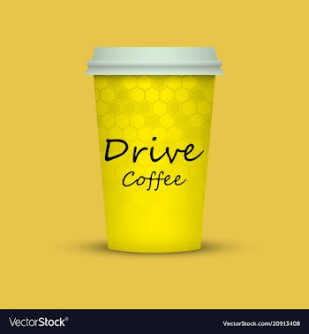 Coffee in plastic cup with words drive coffee vector image