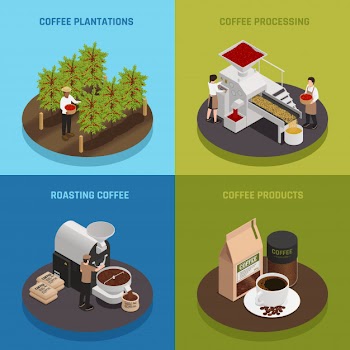 Coffee industry banner collection Free Vector