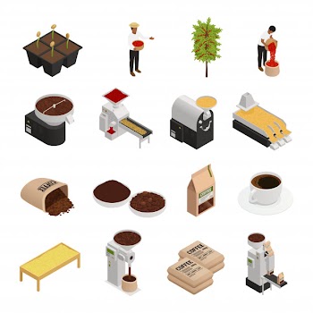 Coffee industry elements collection Free Vector
