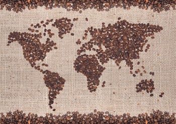 Coffee map made of beans