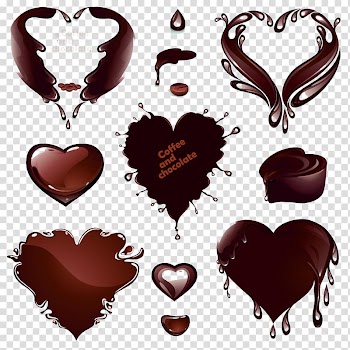 Coffee milk Chocolate Candy, Chocolate heart material transparent background PNG clipart