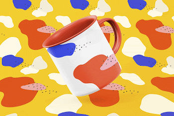Coffee mug, orange memphis design | Free Photo - rawpixel