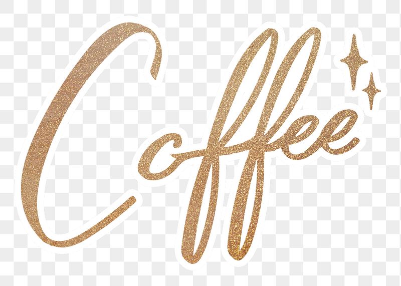 Coffee png word, gold glittery | Free PNG - rawpixel