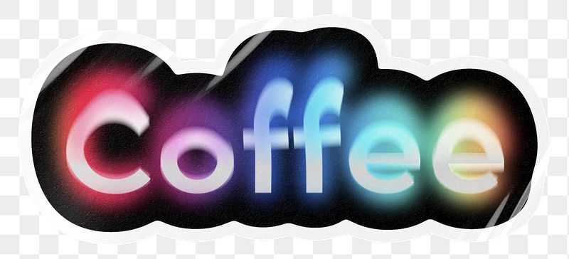 Coffee png word sticker, neon | Free PNG - rawpixel