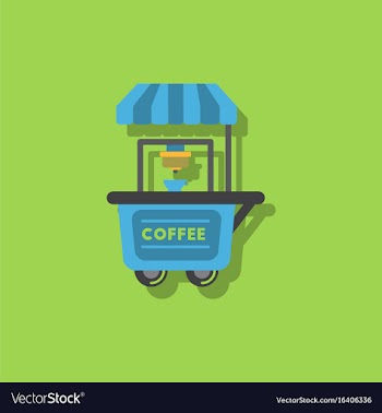 Coffee shop cart in sticker style vector image