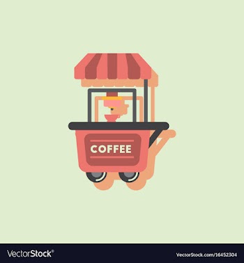 Coffee shop cart in sticker style vector image