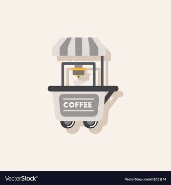 Coffee shop cart in sticker style vector image