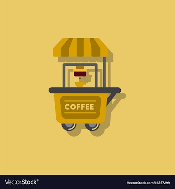 Coffee shop cart in sticker style vector image