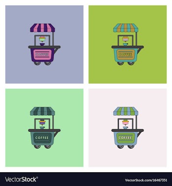 Coffee shop cart set vector image