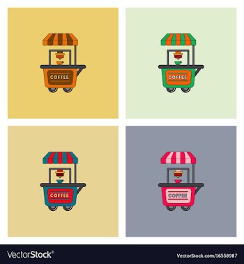 Coffee shop cart set vector image