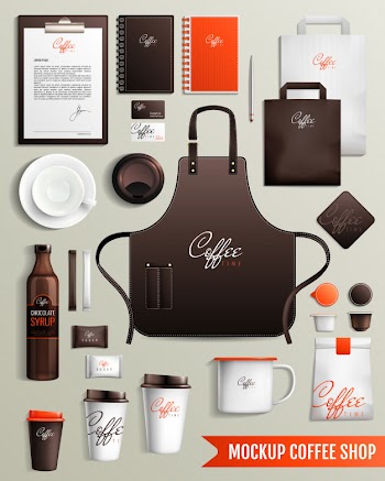 Coffee shop design mockup Free Vector