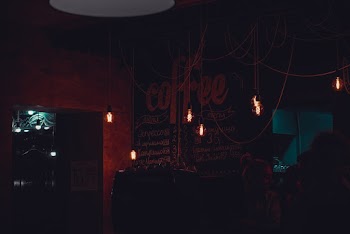 coffee shop lights on